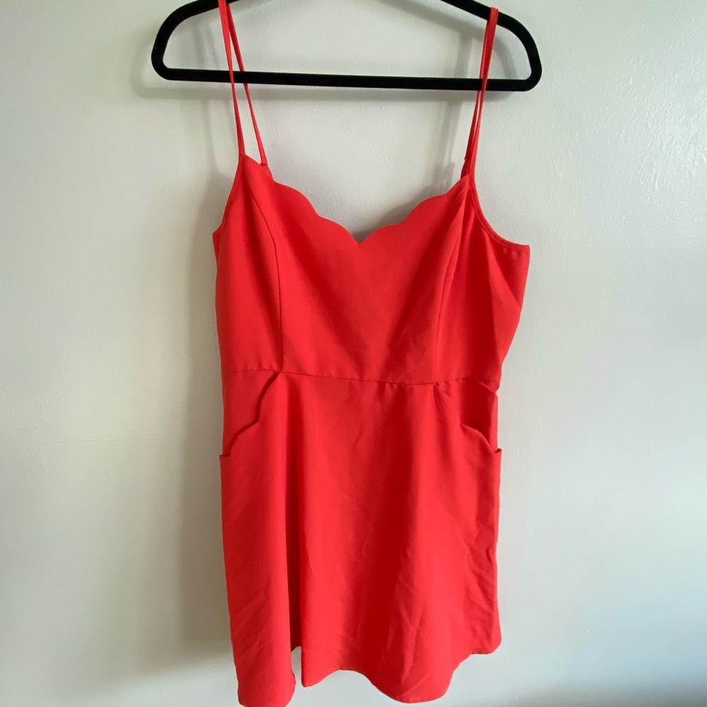 BRAND NEW- Orange/Red Spaghetti strap scallop dress